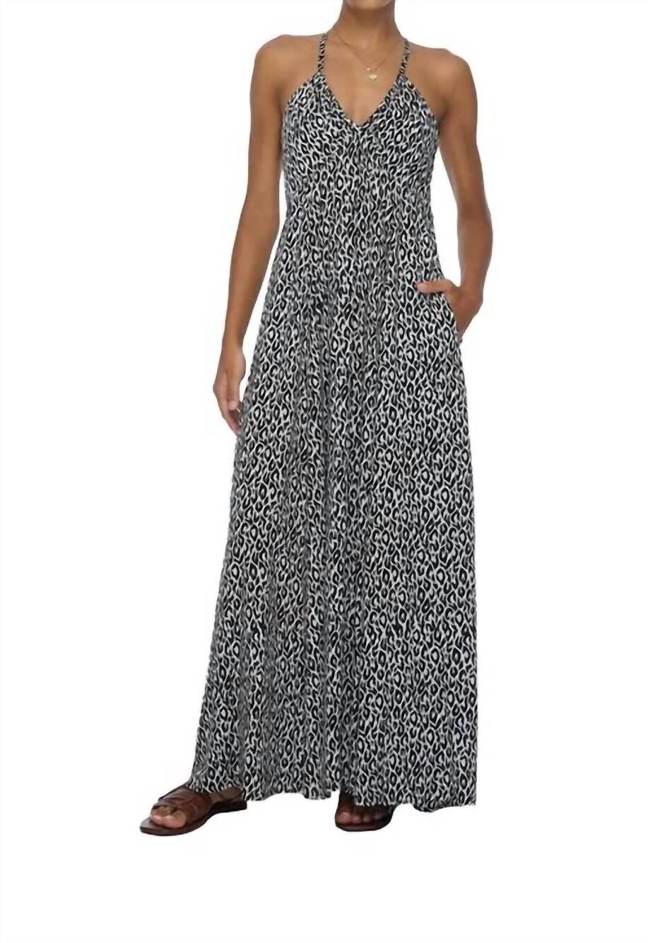NEW KHUSH women's fierce of animal maxi lilia dress in white
